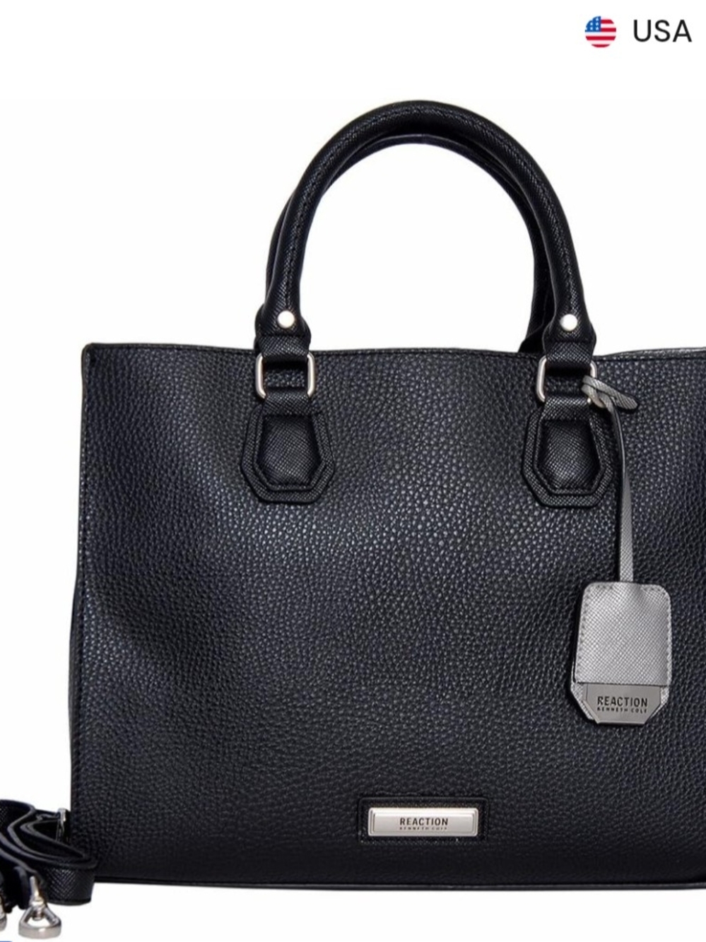Kenneth Cole Reaction Black Pebbled Leather Tote